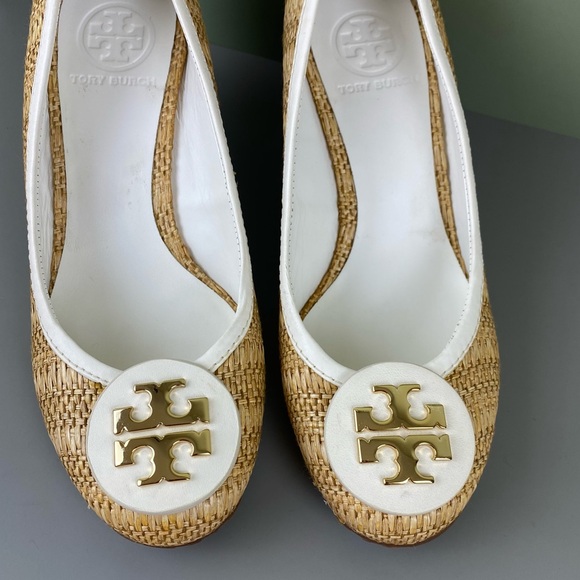 Tory Burch Sally Raffia Straw Natural/Bleach Wedges Size 7 - Picture 4 of 12